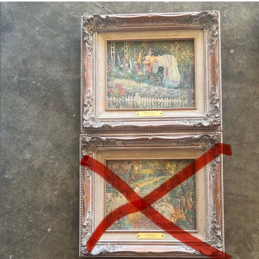 Beautiful Vintage Framed Garden Painting - Picture 4 of 6